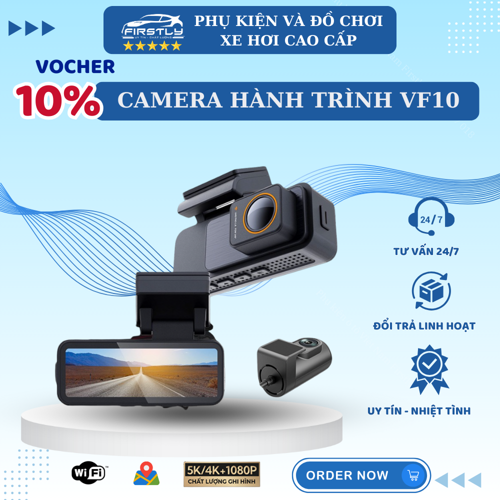 Camera hành trình VF10 2 mắt, tặng thẻ nhớ 64gb - FIRSTLY